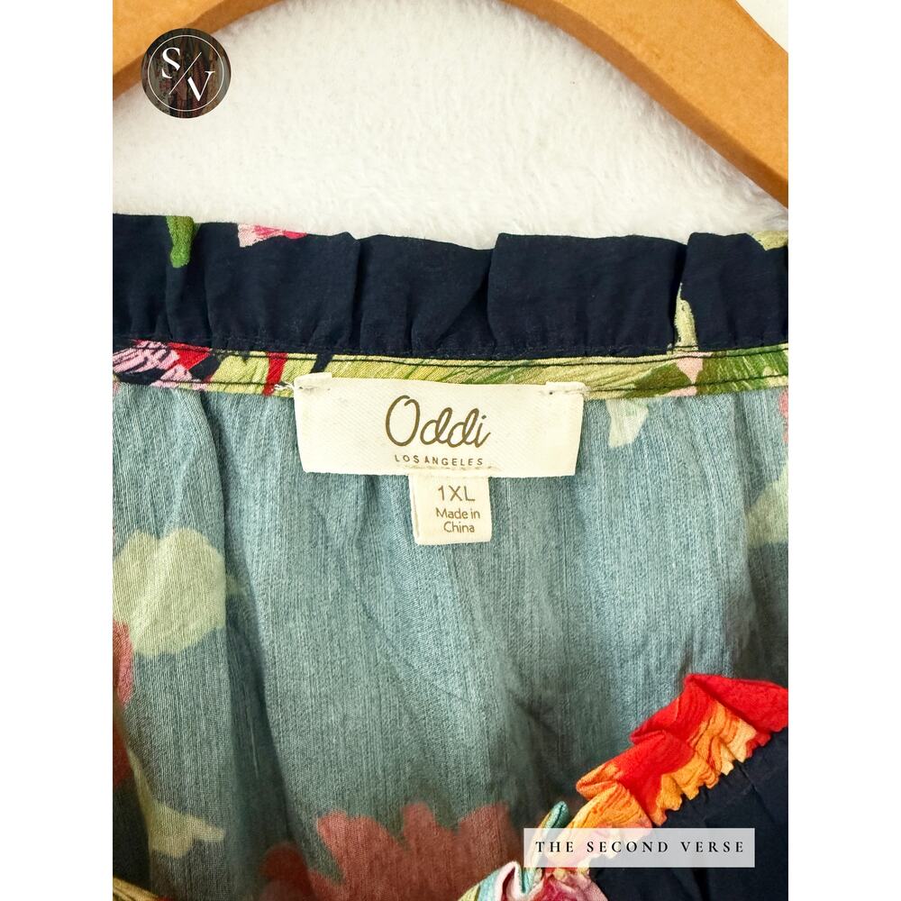 Oddi Long Sleeve Floral Printed Boho Flowy Peasant Top Blouse Size XL - Picture 11 of 13